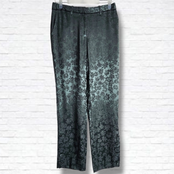 RAG & BONE Jarvis Floral Jacquard Trousers In Grey Forest Size 6 - Picture 2 of 16